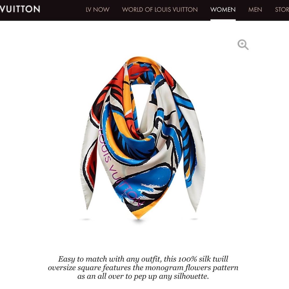New Louis Vuitton Monogram Oversize Logo Off White Multicolor Silk Wrap Scarf - Picture 12 of 16